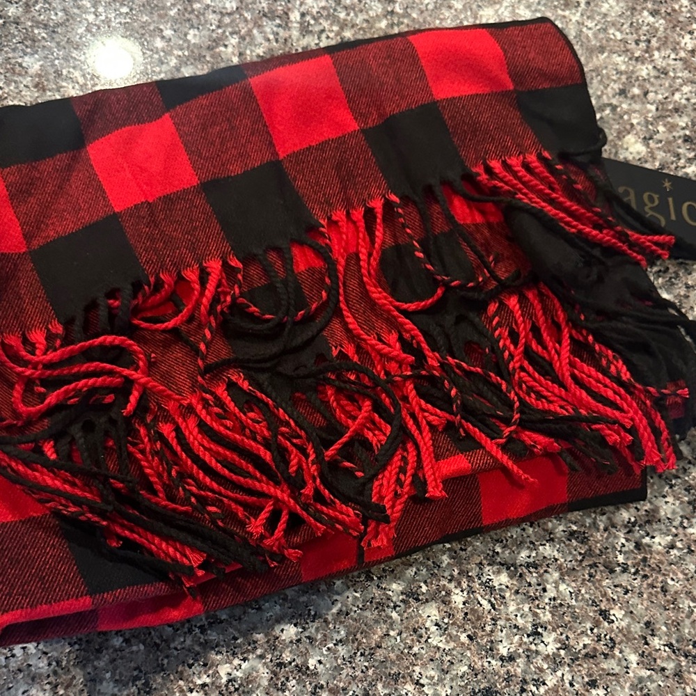 Red and Black Plaid Scarf Madras Plaid